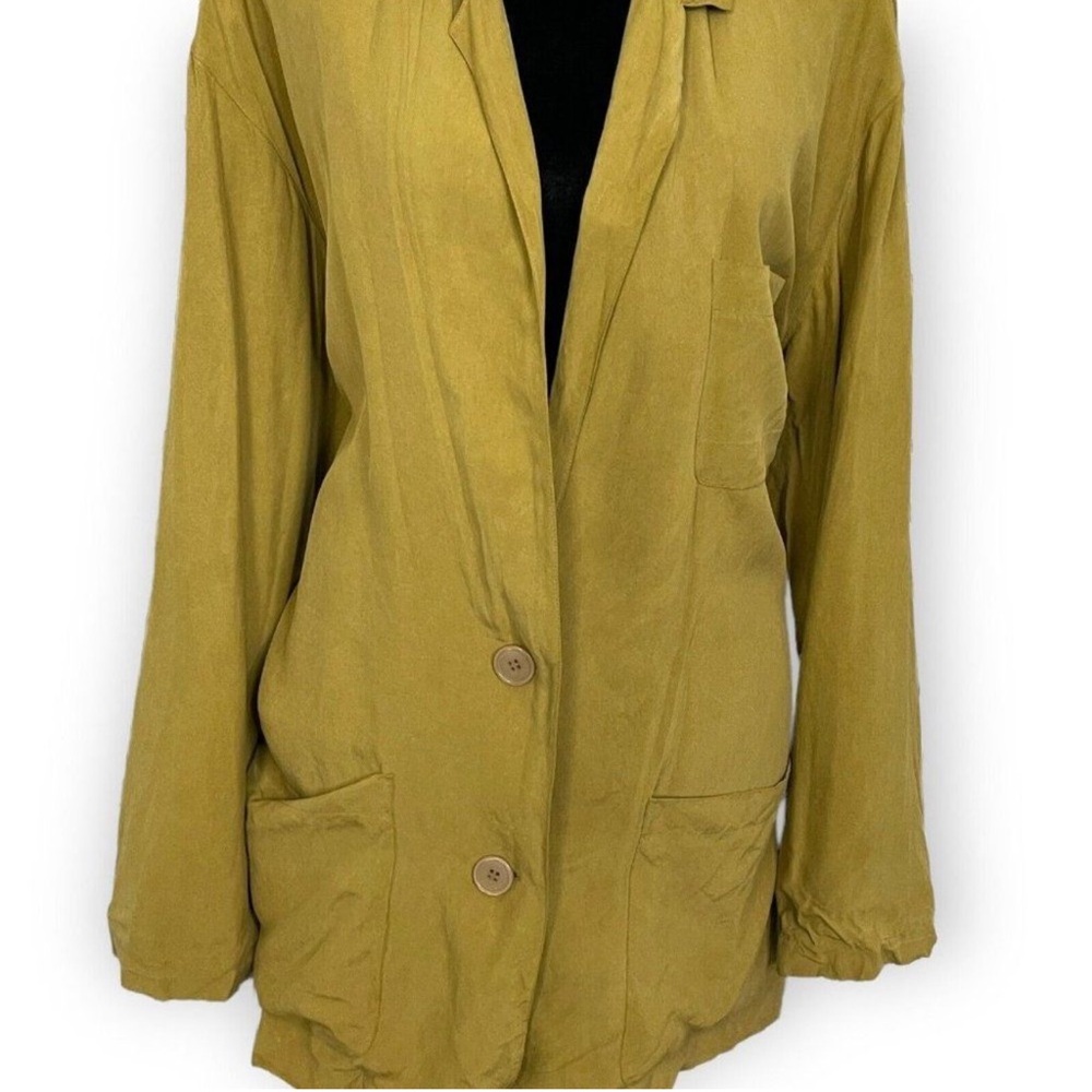 Tweeds chartreuse green silk‎ Blazer Jacket size Large